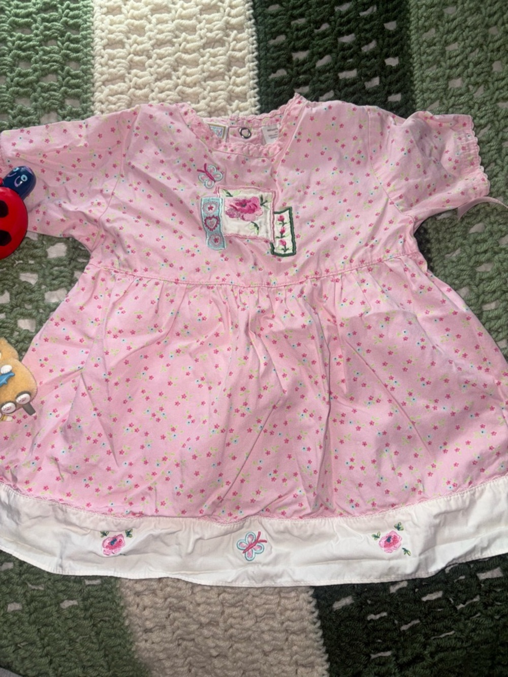 McDonald's Pink and White Floral Embroidered Kids Casual Dress